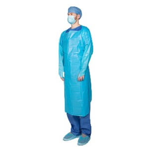 Batas de CPE al por Mayor LIONCARE, Bata Médica Azul Impermeable Desechable de Polietileno, Bata de Aislamiento Hospitalaria de CPE con Presilla para el Pulgar - Product Image 2
