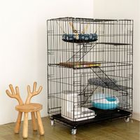 Vente chaude : Grande maison pour chat d'intérieur à deux étages avec fermeture à bouton, espace libre pour la litière des chats, pour petits chats