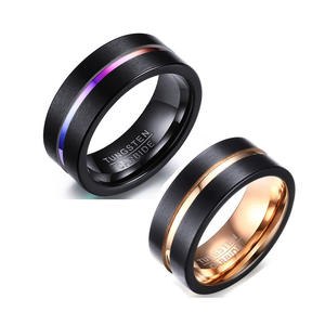 Joyería de moda <span class=keywords><strong>precio</strong></span> barato anillos de dedo de oro rosa al por mayor hombres <span class=keywords><strong>anillo</strong></span> de hombre de carburo de tungsteno Chapado en negro para fiesta - Product Image 1
