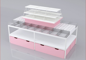Tienda de mijo Boutique, <span class=keywords><strong>iluminación</strong></span> LED, combinación de madera de acero, estante escalonado duradero personalizable, exhibición de tienda de joyería de supermercado - Product Image 2
