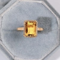 Anillo Ajustable de Plata 925 con Citrino Natural Amarillo Brasileño, Corte Facetado Perfecto, Joyería para Mujer
