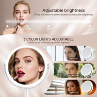 Miroir cosmétique double face rechargeable avec trois couleurs de lumière et fonction grossissante