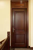 Porte en bois massif de style chinois en chêne et teck, ignifugée, design pour projets hôteliers, porte en bois de sécurité certifiée UL