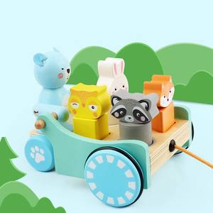 <span class=keywords><strong>Tracteur</strong></span> animalier en bois personnalisé pour enfants <span class=keywords><strong>Jeu</strong></span> de remorques éducatives Cadeau d'exercice Jouets pour bébés tout-petits - Product Image 4