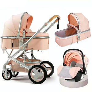 Kereta Dorong Bayi Baru Lahir <span class=keywords><strong>3</strong></span>-in-1, Kereta Bayi, Stroller, Rangka Aluminium Alloy, Kain Oxford, Kapasitas Beban 20KG, Lipat Satu Tangan - Product Image 2