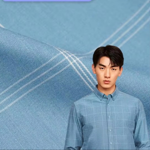 Châu Âu Mỹ phong cách dệt kẻ sọc áo sơ mi vải mùa hè thoải mái thoáng khí sợi tre vải - Product Image 1