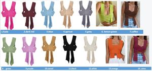 Maglione Corto da <span class=keywords><strong>Donna</strong></span> Sexy Senza Maniche con Lacci Colorati Intercambiabili, Design Alla Moda - Product Image 6
