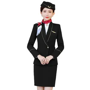 Reception Crew Front Desk Flight Attendant Professional Hotel 2 Piece Set salon uniforms