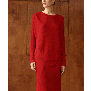 Spring Autumn Casual French Irregular Long Sleeve <strong>Viscose</strong> <strong>Top</strong> Women's Long Dress New Loose Slimming Simple Fashion Two-Piece Set - Product Image 3