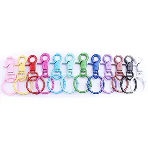 Factory Wholesale Colored Paint Key Ring Opening Connection Ring Lobster Buckle Metal Keychains With Split O Ring