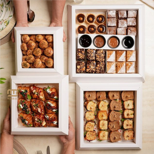 Tùy chỉnh sinh thái kraft giấy Pastry tráng miệng hộp với ngăn Takeaway sô cô la Cookie Donut bao bì hộp bánh giấy Platter hộp - Product Image 5