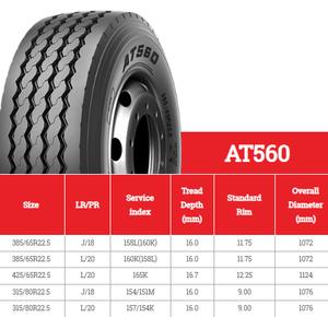Neumático para Camión Ligero Chino, Precio al por Mayor, Modelo AT560 385/65R22.5 para Aplicaciones Regionales - Product Image 4