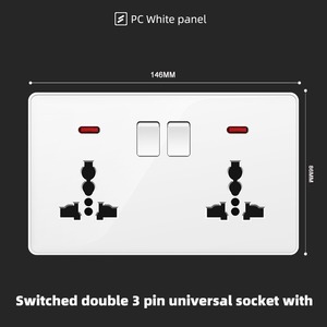 Hai 2 Gang ánh sáng điện 86 nhà tường chuyển đổi thiết bị chuyển mạch Anh và ổ cắm phổ Ổ cắm điện đôi ổ cắm - Product Image 5