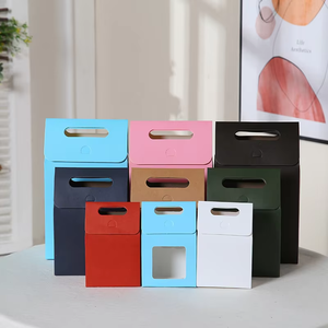 Recyclable Solid Color Paper <b>Gift</b> <b>Box</b> with Clear Window Foldable Design for Food Candy <b>Cake</b> Baking Storage - Product Image 2
