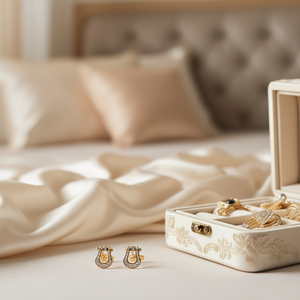 Orecchini a Perno E2749 in Oro con Cristalli Taglio Brillante Rotondo e Incastonatura a Pavé, Gioielli di Lusso per Uso Quotidiano - Product Image 2