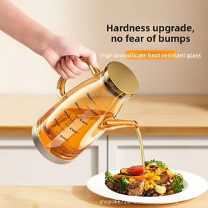 Botella de aceite de vidrio de borosilicato de alta capacidad sin BPA, 600ml, 800ml, 1000ml, para cocina, aceite de oliva, hierbas y especias - Product Image 5