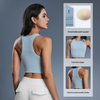 Tank Top Yoga Kerah Bulat Modis dan Bernapas dengan Bantalan Terintegrasi, Sensasi Nyaman, Ketat, Elastisitas Tinggi, Atasan Olahraga Wanita DT169