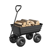 Chariot de jardin pliable robuste à quatre roues, capacité 250 kg, pneus anti-crevaison 10 pouces, démontage rapide, 93x52x21CM
