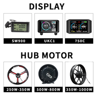 Kit de conversion de vélo électrique 36V 48V 52V 60V 72V avec moteur à moyeu, kit de conversion de vélo électrique avec écran SW900 UKC1, 250W-5000W, batterie en option