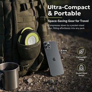 Lanterne de camping LED AA conforme à la directive européenne sur les batteries 2027, lampe torche pliable, résistance à l'eau IP44, certifiée CE, bouton poussoir - Product Image 6