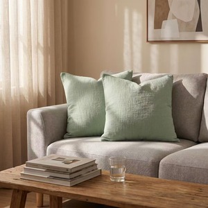 Taie d'oreiller carrée en gaze de coton pur, couleur unie, housse de coussin rose 45x45cm pour la décoration du canapé-lit - Product Image 2