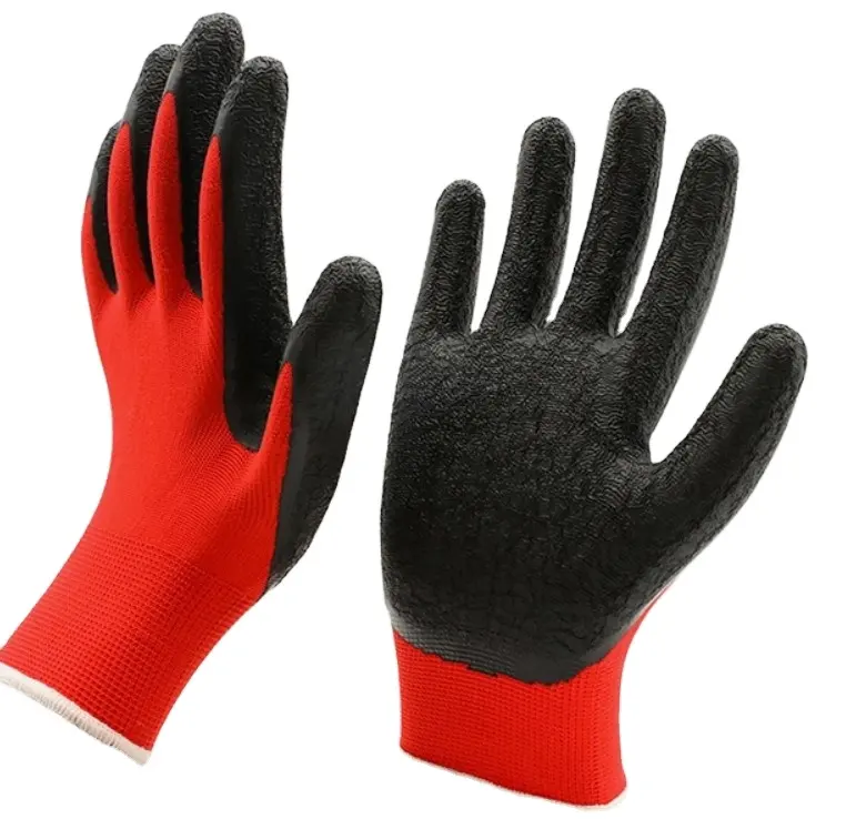 Outdoor Schutzhülle 13 gauge Crinkle Latex Beschichtet Polyester Handschuh