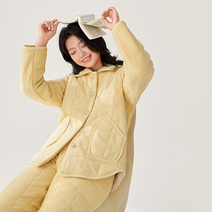 Pigiama Invernale Anzhiban a Tre Strati in Pile, Caldo Completo da Casa in Corallo con Elastico in Vita per Ragazze/Donne - Product Image 1