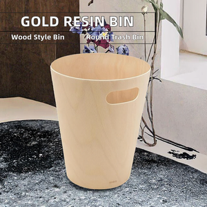 Cubo de Basura para Baño con Efecto Madera, Cesto de Basura Redondo de Sobremesa para Hogar y Oficina - Product Image 2