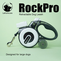 Laisse rétractable multifonctionnelle LED 5-en-1 pour chien, 5 m, avec SOS et sifflet électronique, laisse en nylon réfléchissant pour chiens jusqu'à 50 kg