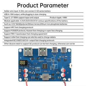 100W PD QC sạc kho báu hai chiều sạc nhanh mô-đun điện di động điều khiển nhiệt độ hiển thị điện - Product Image 6