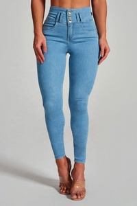Traje de jeans de elevación de cadera de primavera y otoño cómodo con forma elástica ajustada de cintura alta para <span class=keywords><strong>mujer</strong></span> - Product Image 5