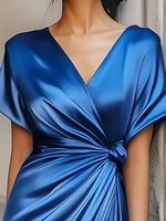 Robes de soirée maxi amples d'été, robes de bal asymétriques à fente, col en V, manches courtes, couleur unie, crêpe, pour les fêtes formelles
