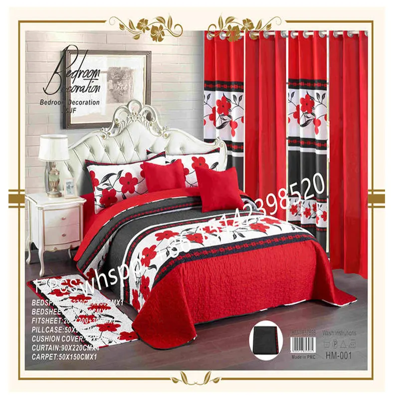 6pc 8pc 10pc 12pc curtains with bedding set wholesale ready to ship