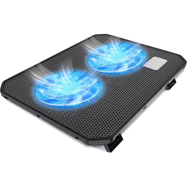 NUOXI M10-3 Foldable Dual Fan Laptop Cooling Pad with 2 USB Ports & Speed Controller for 12-16 Inch Notebooks-Stock