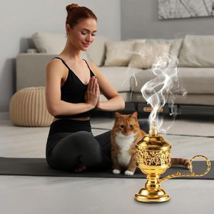 Brûleur d'encens doré avec pince, support pour encens au charbon de bois, pour aromathérapie, yoga, <span class=keywords><strong>spa</strong></span>, décoration intérieure et usage religieux - Product Image 6