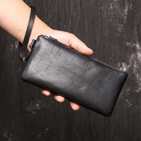 JM Tas Tangan Pria Kulit Asli Dompet Panjang Kulit Wanita Dompet Tipis Kulit Lembut Tas Ponsel Kantong Penyimpanan Serbaguna Kartu