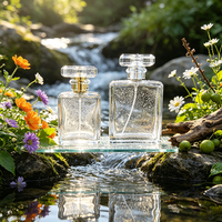 Flacon de parfum carré en verre avec bouchon en cristal, pulvérisateur à pression à baïonnette pour brume fine, flacon de parfum vide, approvisionnement direct usine