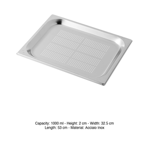 ถาดอบสแตนเลสแบบมีรู GN 1/2 32.5 × 26.5 × 2 ชม. ซม., 640 กรัม อิน็อกซ์ อิน็อกซ์ มาเซล - Product Image 3
