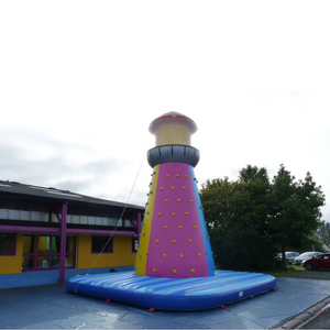 Prix direct usine Tour d'escalade gonflable 4 pistes 8x8x9m, <span class=keywords><strong>Phare</strong></span> gonflable géant avec <span class=keywords><strong>phare</strong></span> LED, PVC commercial - Product Image 1