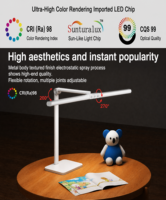 Lampe de bureau LED avec variateur tactile et CRI 95 élevé, design métallique pliable contemporain, alimentation CA, idéale pour étudiants, chambre, bureau, peinture
