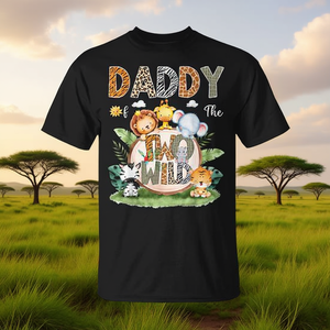 T-shirt pour papa des deux enfants, pour le 2e anniversaire, pour les amateurs d'animaux de la savane - Product Image 3
