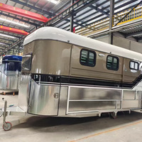Remorque de transport de chevaux AOBOTE de luxe en aluminium pour 2 ou 3 chevaux, style rétro, avec logement, résistante à la rouille