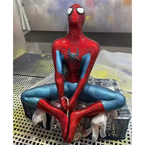 Levensgrote Hangende Spiderman Harsbeeld Karakter Superheld Sculptuur Film Actie Figuur Spider Man Glasvezel Standbeeld