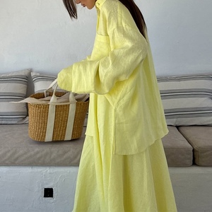 เสื้อเชิ้ตแขนยาวหลวมๆ กระโปรงครึ่งตัว ชุดลำลองผู้หญิง 2 ชิ้น แฟชั่น - Product Image 5