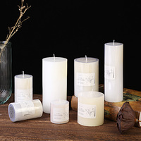 Bougies Pilier en Cire de Paraffine Blanches Faites à la Main, Sans Fumée et Sans Parfum, Style Nordique Moderne, pour Hôtels, Décoration de Noël et de Mariage