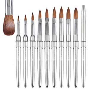 Pinceau à ongles en acrylique pur Kolinsky, manche en métal argenté, outil professionnel de peinture et de dessin pour le nail art, fournitures de manucure pour salon - Product Image 6