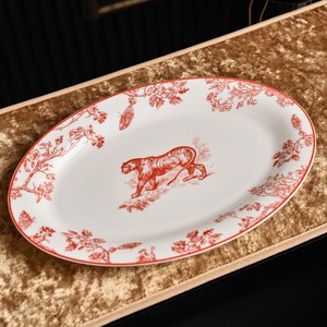 Red Floral Animal Print Bone China <b>Dinnerware</b> <b>Set</b> Porcelain Tableware <b>For</b> Wedding Home Banquet Party - Product Image 3