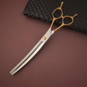 Ciseaux courbes pour animaux de compagnie GFD 7,5 pouces, acier 440C, manche demi-or, ciseaux de toilettage professionnels pour chiens et chats - Product Image 2