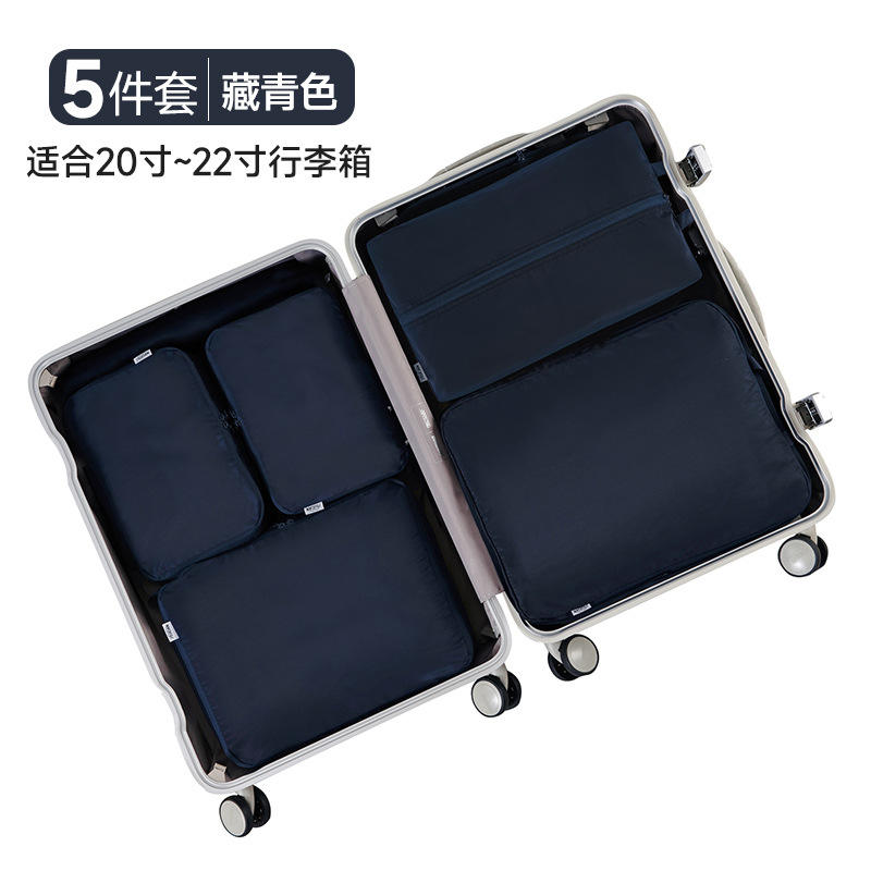Navy blue - 5-piece set (suitable for 20-22 inch suitcases)