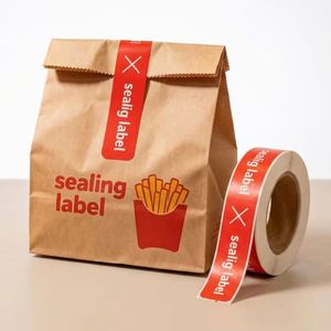 Custom Printing Eco-Friendly Heat-Resistant Non Residue Sticker Die Cut Waterproof Takeout Fast Food Adhesive Label Packaging - Product Image 1